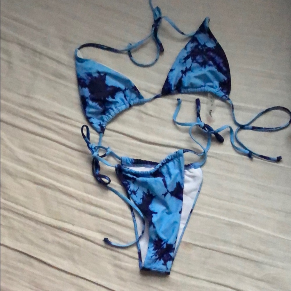 BLUE TIE DYE STRING BIKINI
